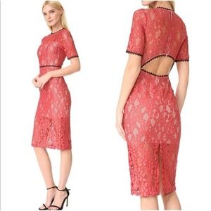 Alexis Remi Lace Dress Sz M Salmon Pink Cut-out Back Sexy Feminine Girly Office